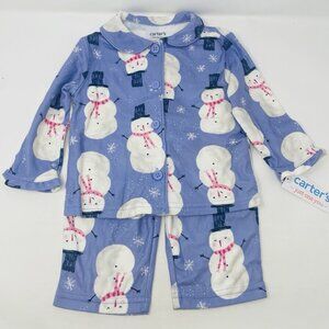 Carters Just One You Baby Girls 18M 2pc Long Sleeve Snowman Pajama Set 2625